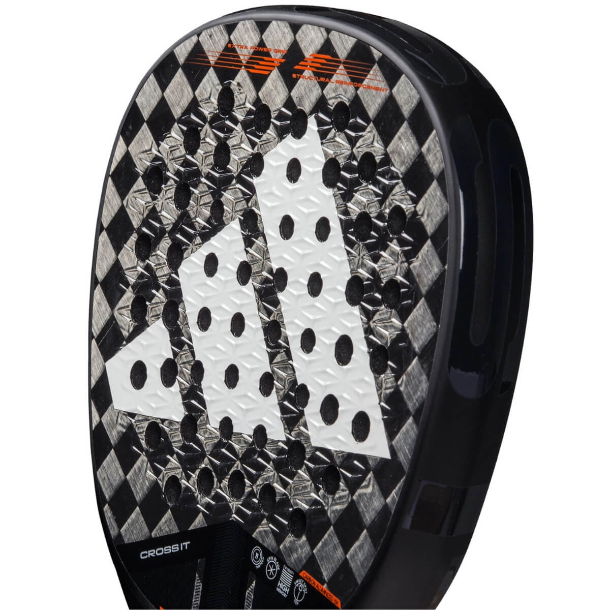 Adidas Cross It 3.4 padel racket zwart met wit logo adidas schuin vooraanzicht