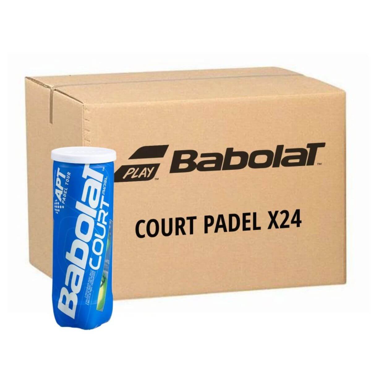 Babolat Court padelballen – doos met 24 blikken van 3 ballen, duurzaam en betrouwbaar voor training en recreatief gebruik.