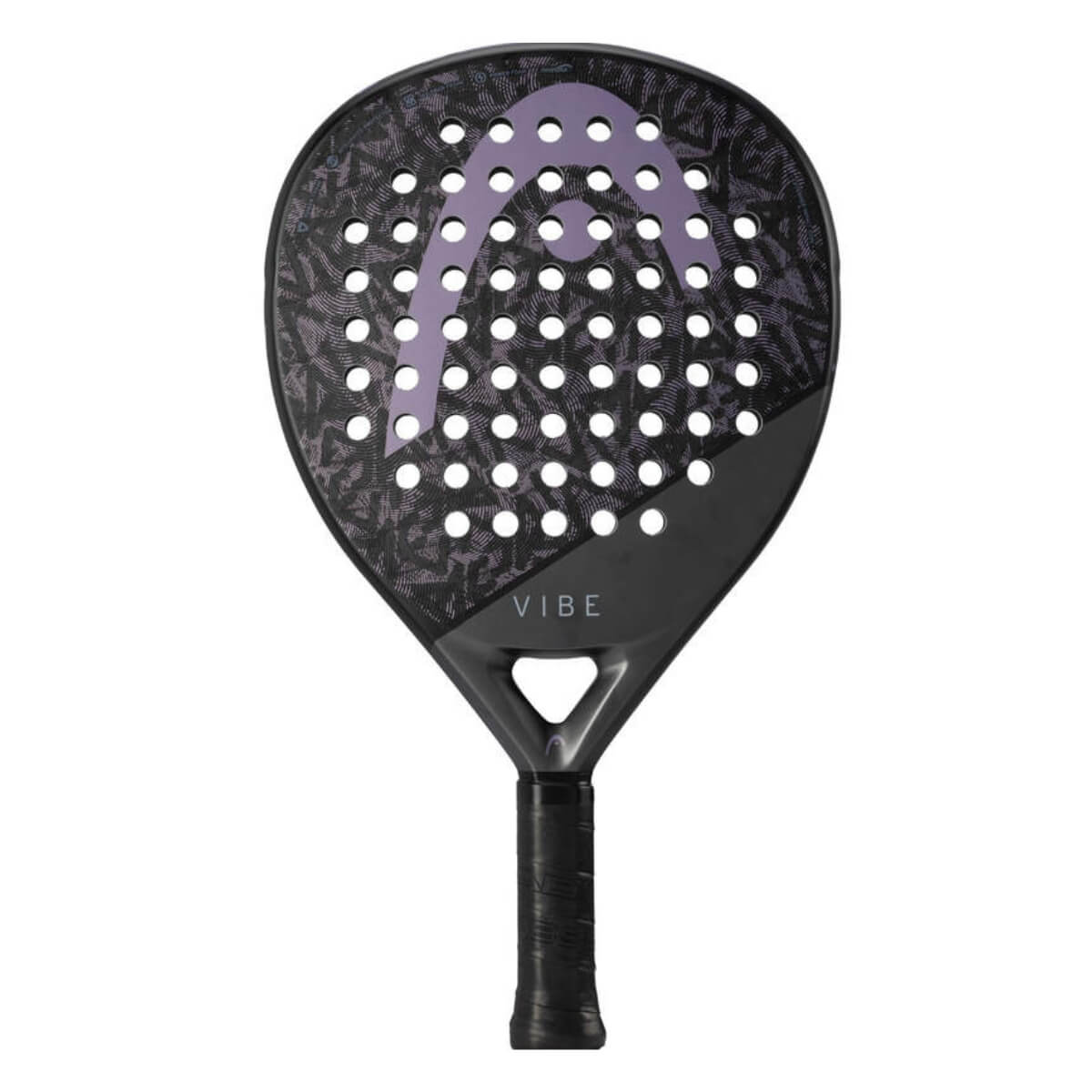 Head Vibe zwarte padel racket met paars Head logo vooraanzicht