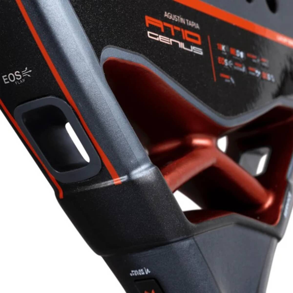 AT10 GENIUS 18K ALUM 2025 - AGUSTIN TAPIA padel racket kader grijze racket met oranje logo Nox