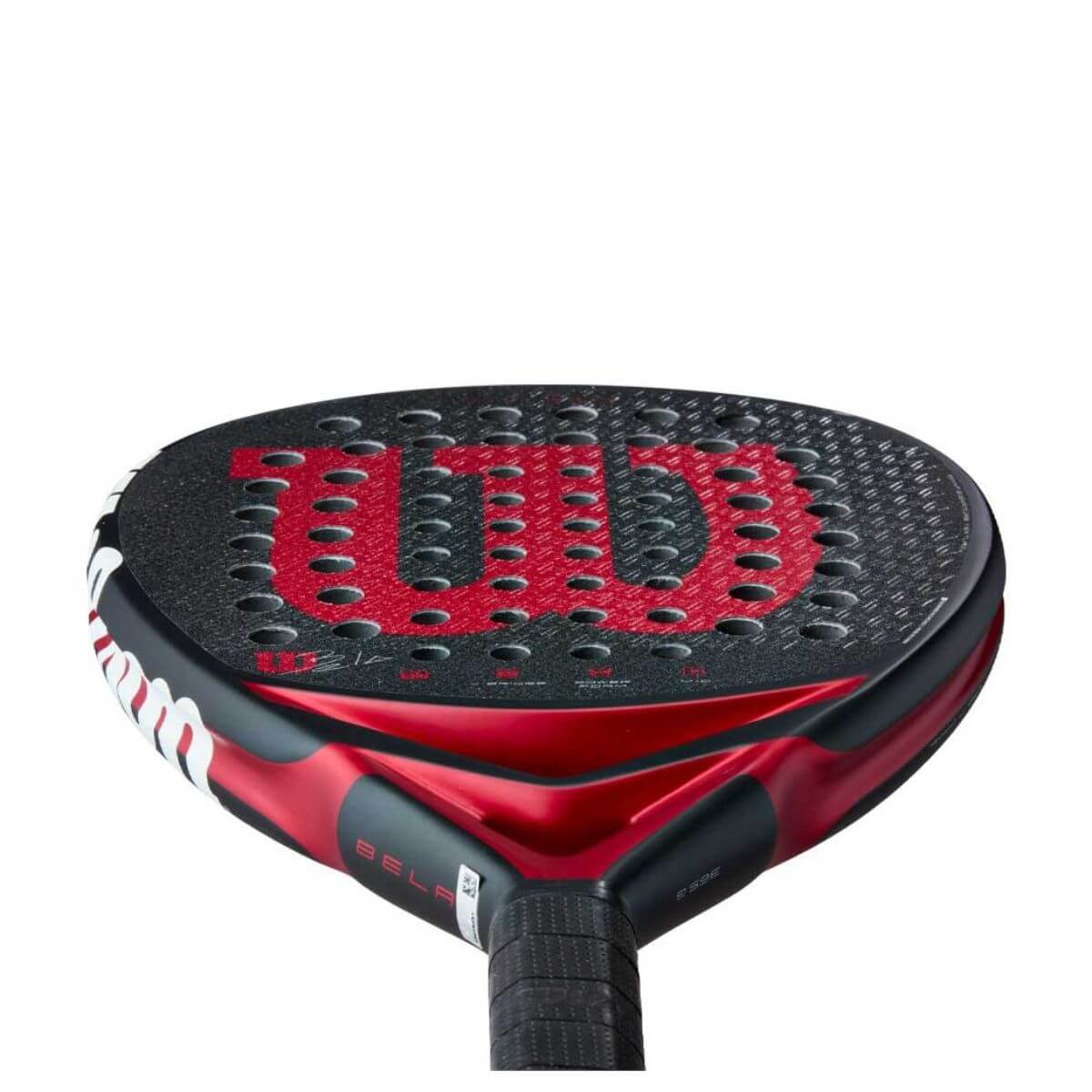 Wilson Bela V3 2025 padelracket in rood-zwart design met druppelvorm.