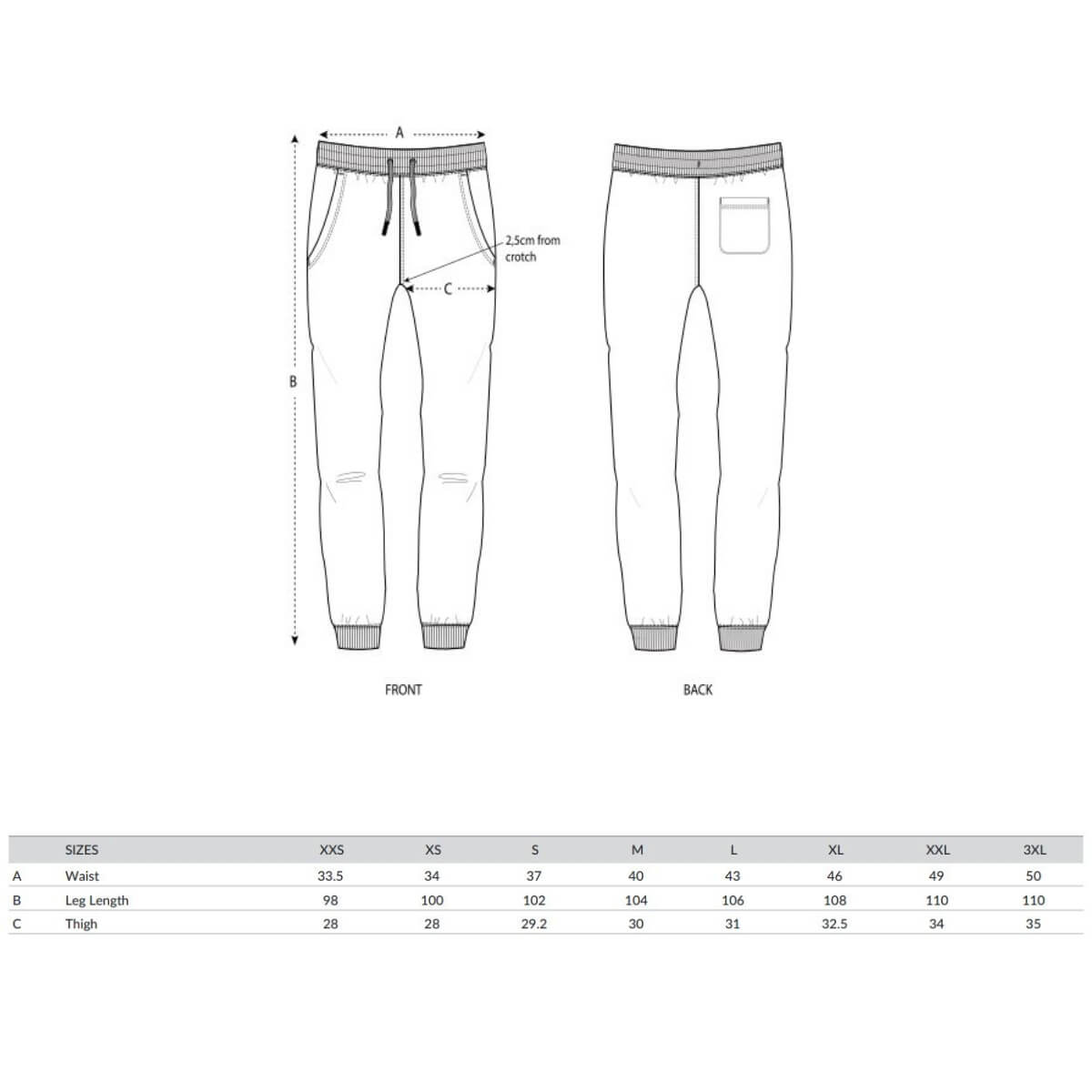 Pace joggingbroek dames size guide