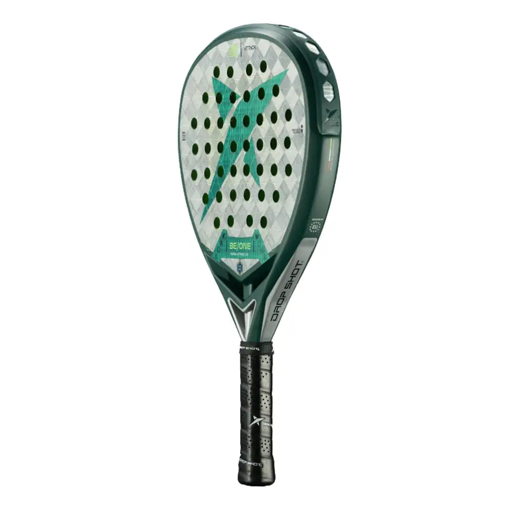 Vooraanzicht Drop Shot Furia Attack 1.0 2025 padelracket – traanvorm met 18K Carbon, EVA Pro-kern en trillingsdemping.