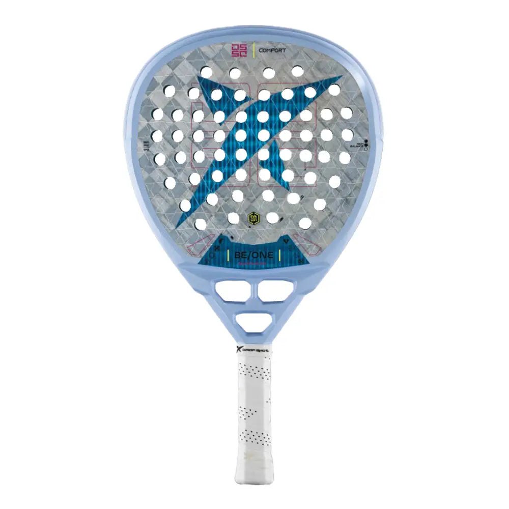 Vooraanzicht Drop Shot Quantum 2.0 2025 padelracket – diamantvorm met 18K Textreme Carbon, EVA Soft-kern en trillingsdemping.