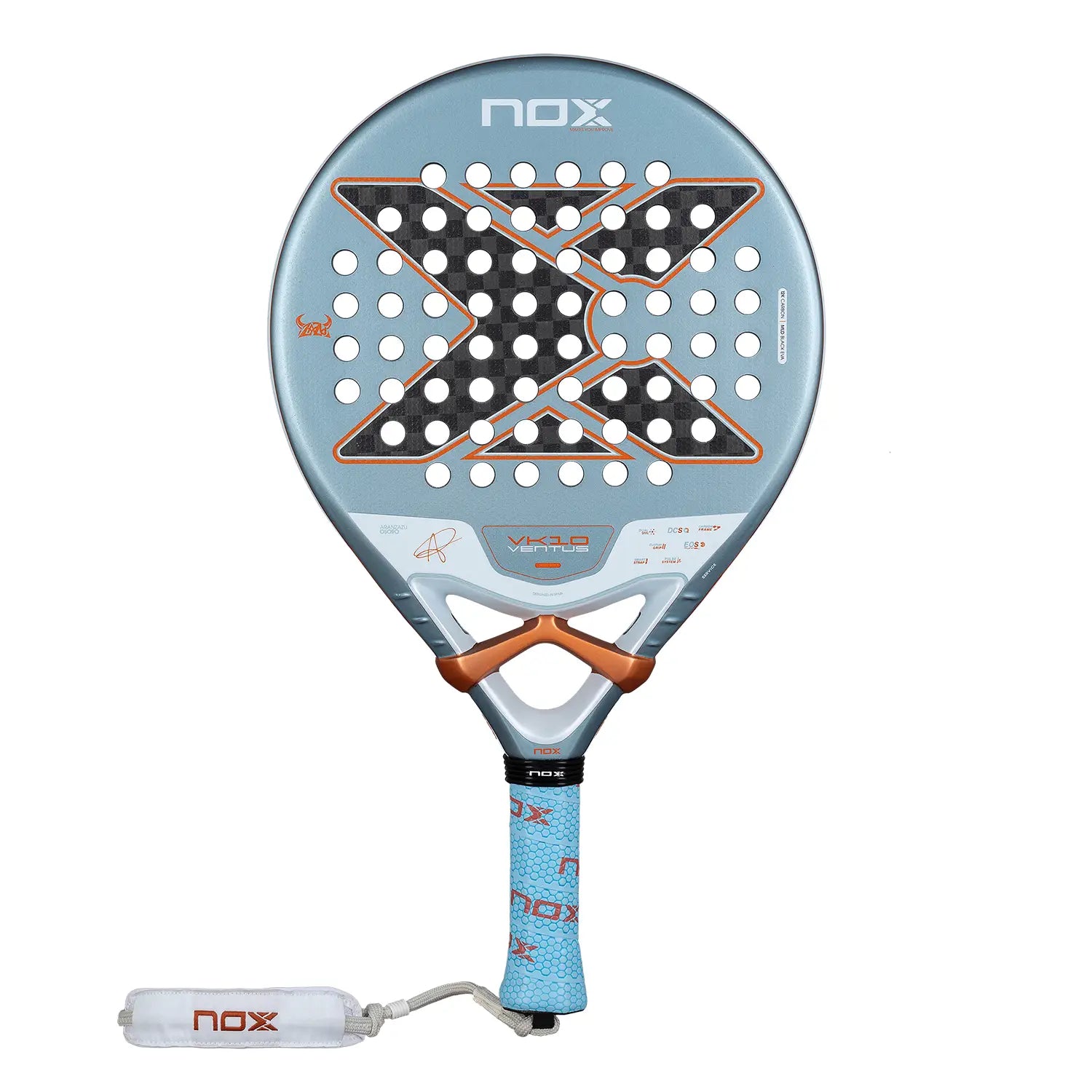 Vooraanzicht Nox VK10 Ventus Control 12K by Aranzazu Osoro 2026 – Rondvormig padelracket met 12K Carbon en MLD Black EVA-kern. Licht, wendbaar en perfect voor controlegericht spel.