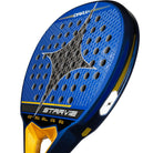 Slagoppervlak van de StarVie Drax+ 2025 padelracket – traanvorm met 12K Carbon Hyper, M-EVA Balance-kern en ruwe Spin Boost-afwerking.
