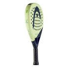 Schuin vooraanzicht Head Extreme Team 2025 padelracket, diamantvormig zwart-geel design met fiberglass blad voor comfort en controle.