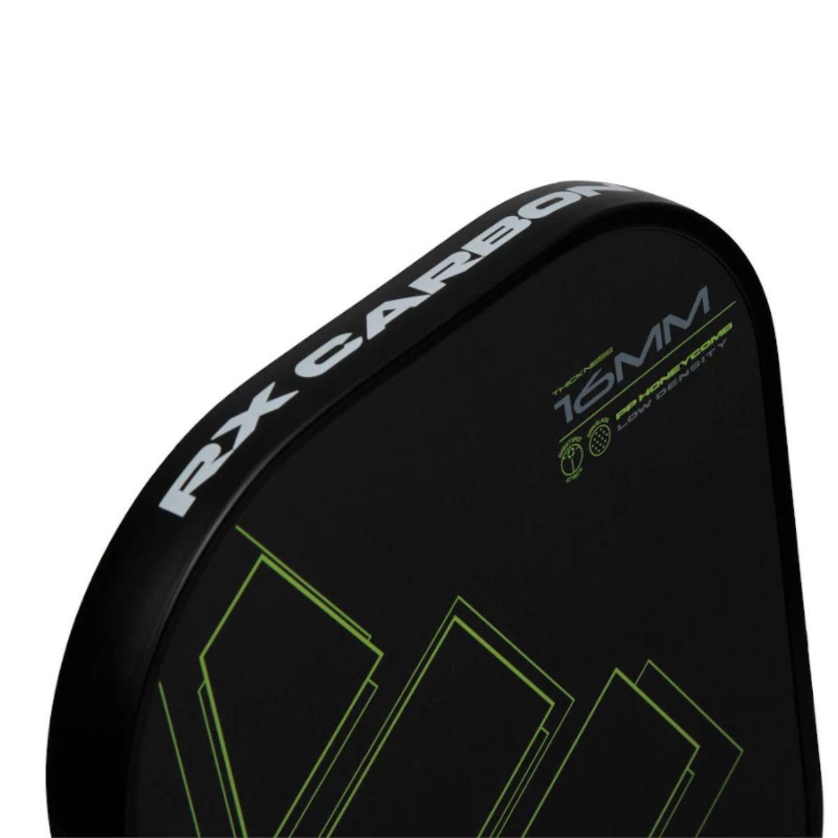 Detail Adidas RX Carbon ATTK 2025 pickleballracket – verlengd model met ruw carbon blad, 16 mm dikte en brede sweetspot voor agressief aanvallend spel.