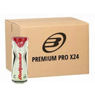 Kartonnen doos Bullpadel Premium Pro padel ballen met een losse tube met 3 ballen ervoor.