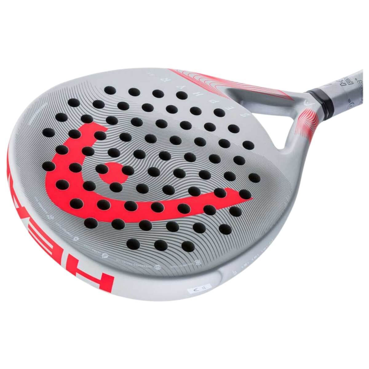 Head Zephur UL grey red padel racket tilt view 2