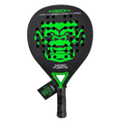 Zwart padel racket met groen aap logo Mono Fuerte Green vooraanzicht