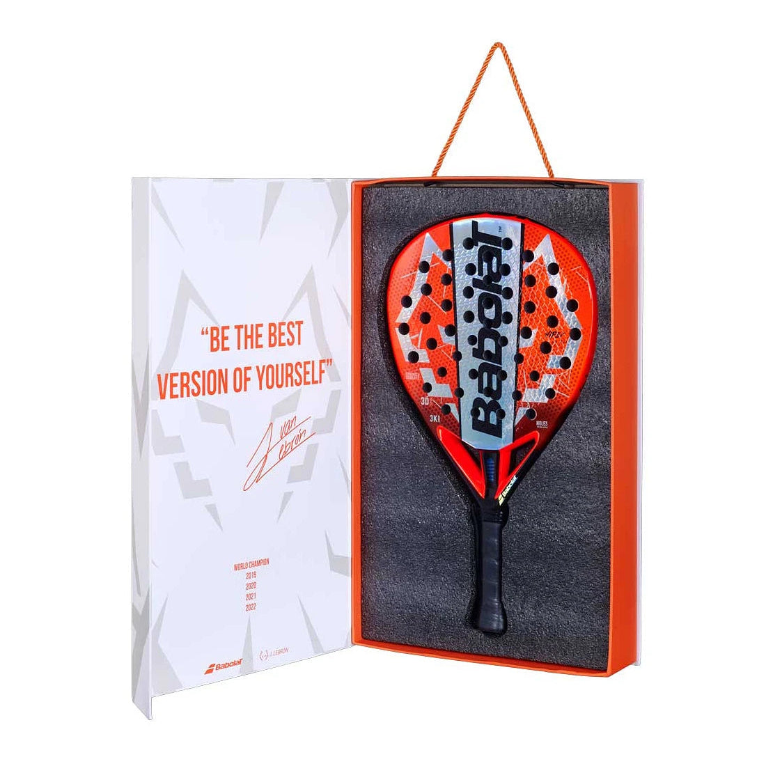 Open doos Babolat Viper Juan Lebrón 3.0: diamantvormig power padelracket met 3K carbon, harde EVA-kern en Dynamic Stability System