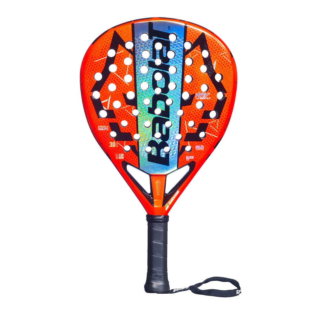 Vooraanzicht Babolat Viper Soft Juan Lebrón 3.0: diamantvormig power padelracket met Soft Carbon, X-EVA kern en extra comfort.