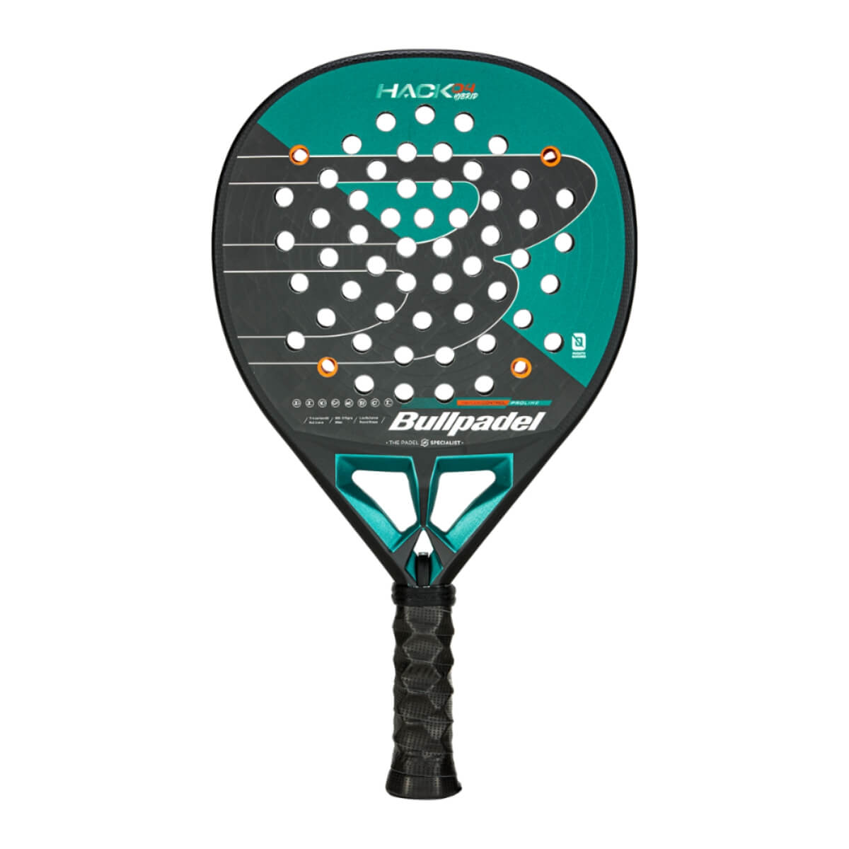 Bullpadel Hack 04 Hybrid 2025 padel racket zwart en groen vooraanzicht