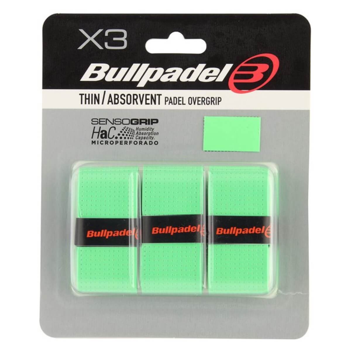 Bullpadel padel overgrip groen 3 stuks in verpakking