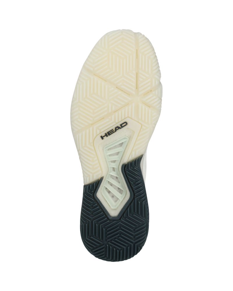 Zool witte padel schoenen met donker blauw tekst HEAD
